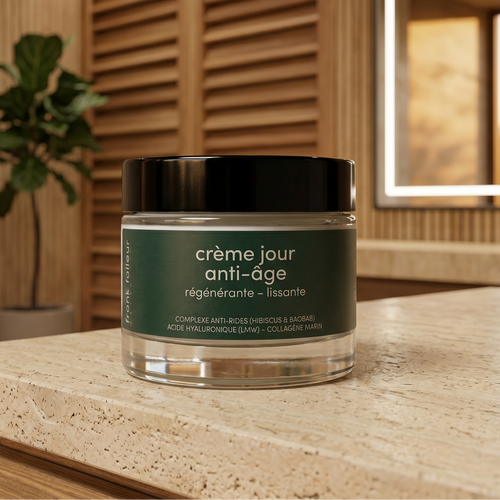 Crème jour anti-âge homme Frank Falleur, soin visage premium hydratant conçu pour améliorer la fermeté, le confort et l’apparence de la peau.